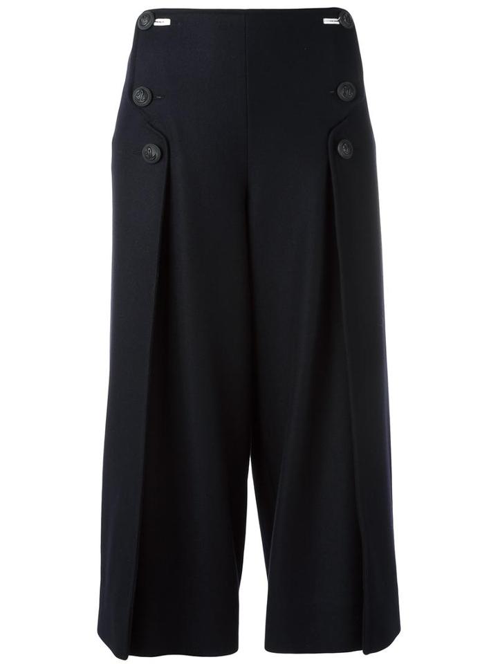 Cédric Charlier Wide Leg Cropped Trousers, Women's, Size: 36, Blue, Virgin Wool/cashmere/polyamide