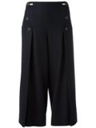 Cédric Charlier Wide Leg Cropped Trousers, Women's, Size: 36, Blue, Virgin Wool/cashmere/polyamide