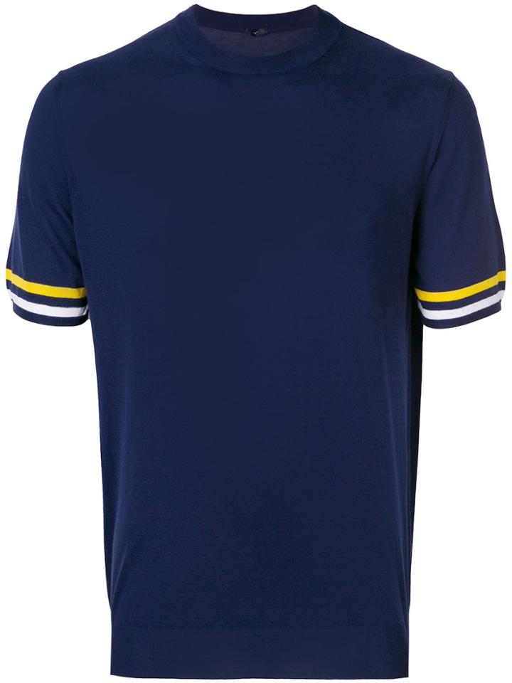 Larusmiani Contrast-sleeve T-shirt - Blue