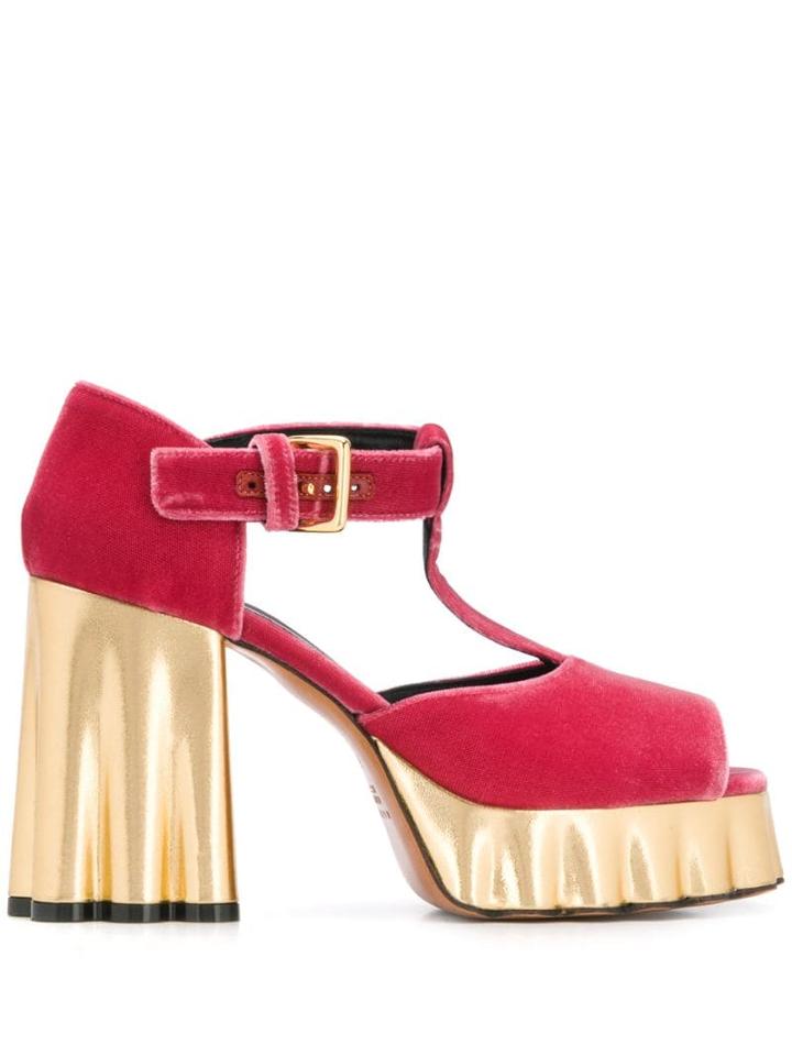 Marni Platform T-bar Sandals - Pink