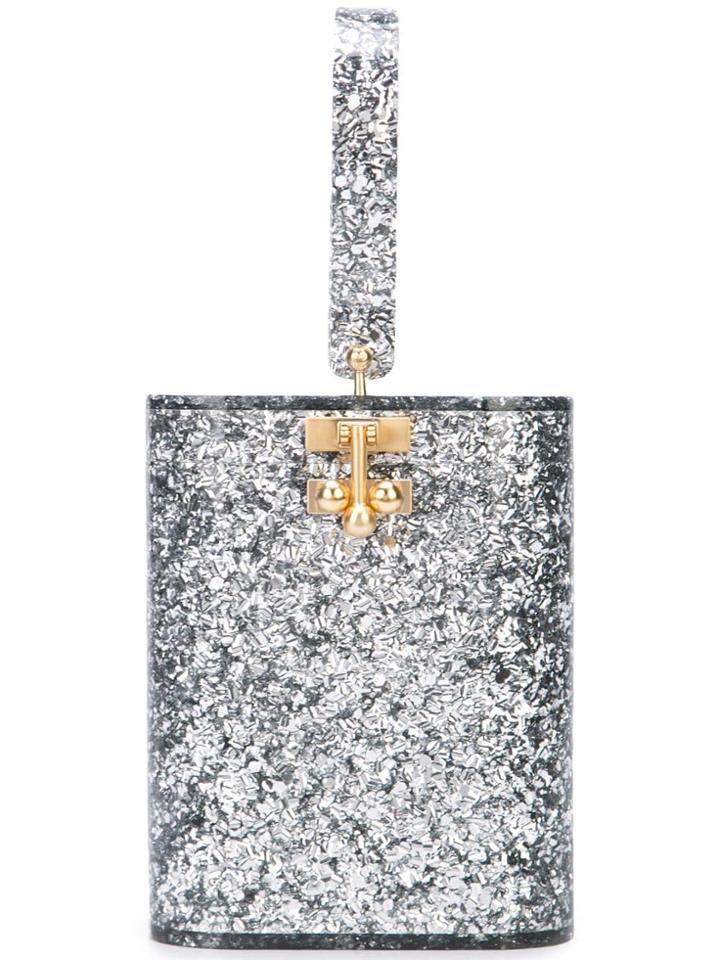 Edie Parker Glitter Box Clutch - Silver