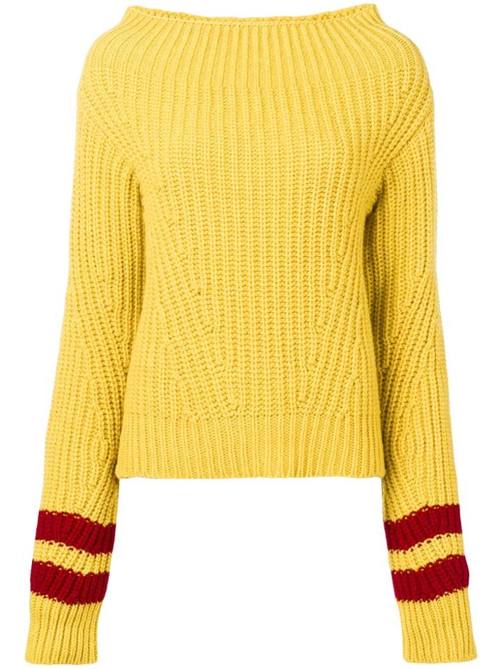 Msgm Stripe Detail Sweater - Yellow