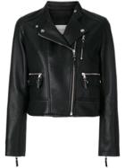 Yves Salomon Leather Biker Jacket - Black