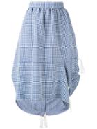 Steven Tai - Checked Draped Skirt - Women - Polyester - S, Blue, Polyester