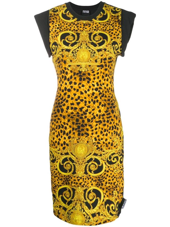 Versace Jeans Couture Brocade Print T-shirt Dress - Black