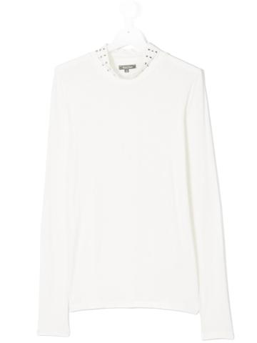 Miss Grant Kids Embellished Turtleneck Top - White