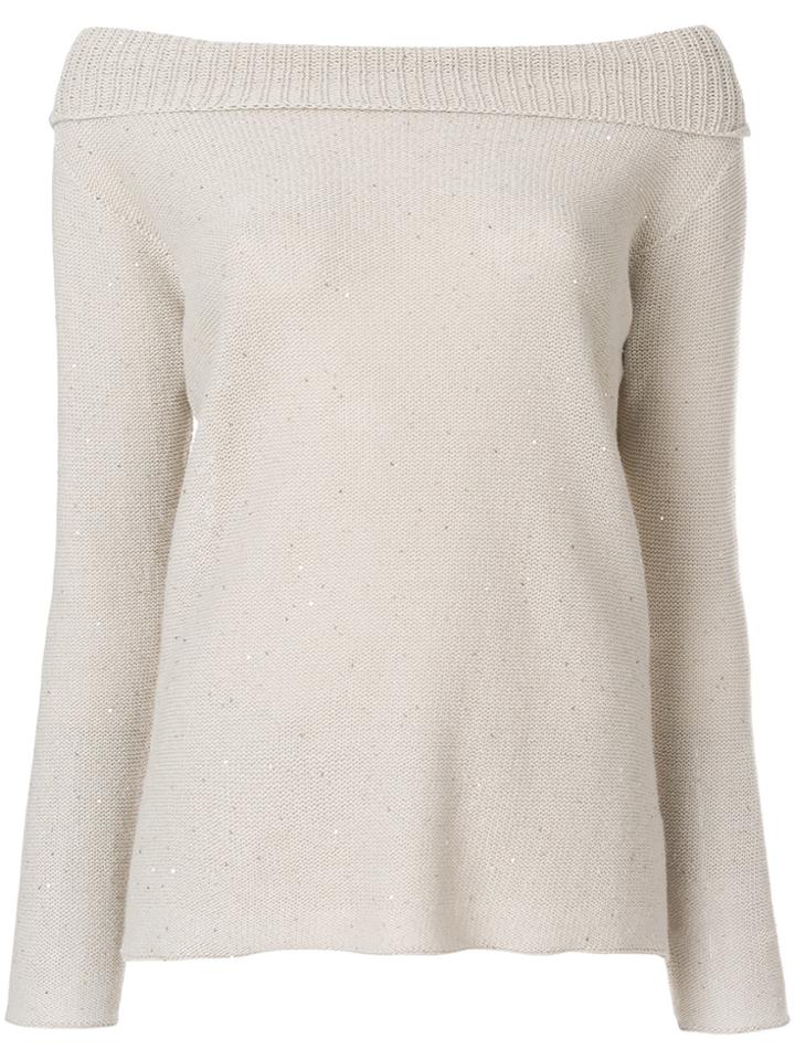 Fabiana Filippi Off-the-shoulders Knitted Blouse - Nude & Neutrals