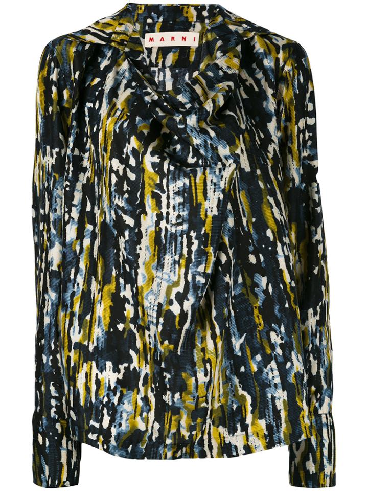Marni Haze Print Draped Blouse - Black