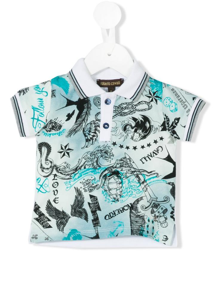 Roberto Cavalli Kids - Nautical Print Polo Shirt - Kids - Cotton/elastodiene - 9 Mth, Infant Boy's, Blue