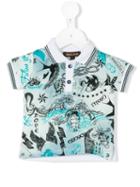Roberto Cavalli Kids - Nautical Print Polo Shirt - Kids - Cotton/elastodiene - 9 Mth, Infant Boy's, Blue