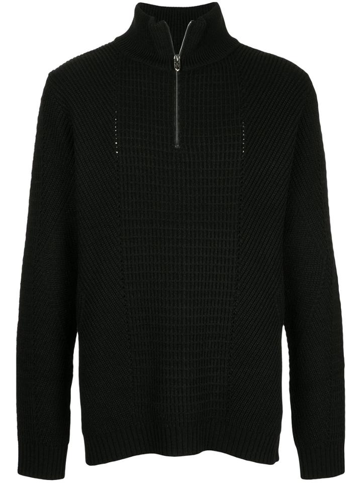 Roar Zipped Neck Jumper - Black