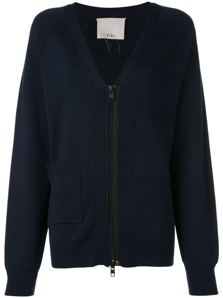 Tibi Compact Wool Blend Cardigan - Blue