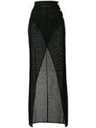 Balmain Sheer Thigh Split Skirt - Black