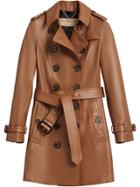 Burberry Sandringham Fit Lambskin Trench Coat - Brown