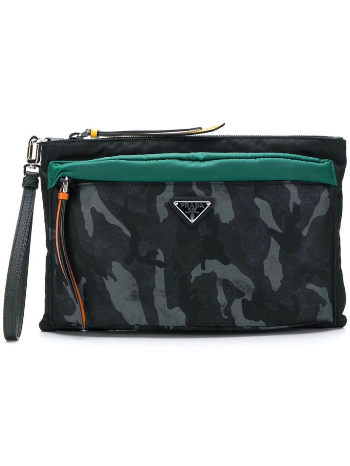 Prada Camouflage Print Pouch - Black
