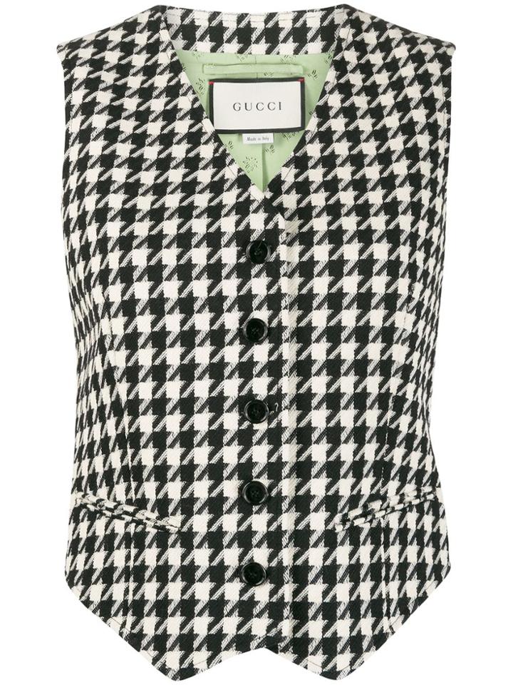 Gucci Houndstooth Waistcoat Jacket - White