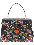 Tosca Blu Floral Polka Dot Print Shoulder Bag - Black