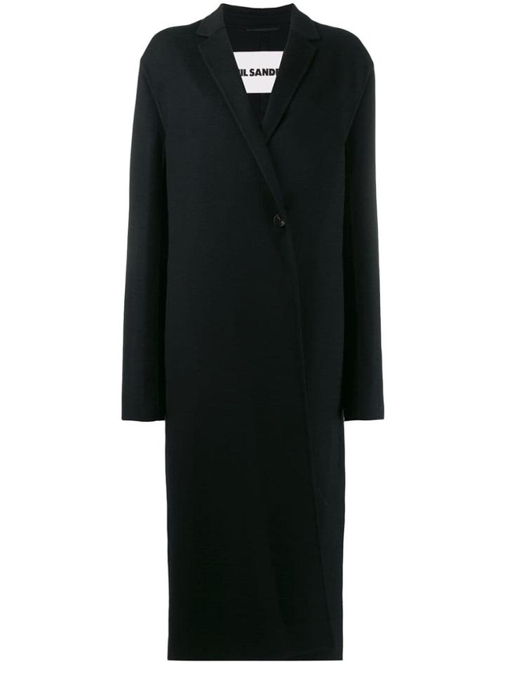 Jil Sander Single Breasted Overcoat - Black