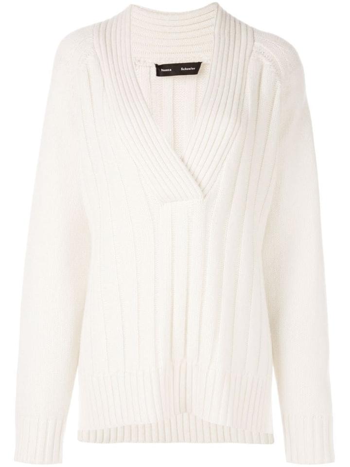 Proenza Schouler Oversized Wool Cashmere V-nneck Knit Top - Neutrals