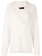 Proenza Schouler Oversized Wool Cashmere V-nneck Knit Top - Neutrals