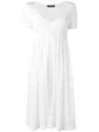 Twin-set V-neck Flared Dress, Women's, Size: Large, White, Cotton/polyester