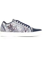 Etro Floral Paisley Print Sneakers, Men's, Size: 42, Blue, Cotton/leather/rubber