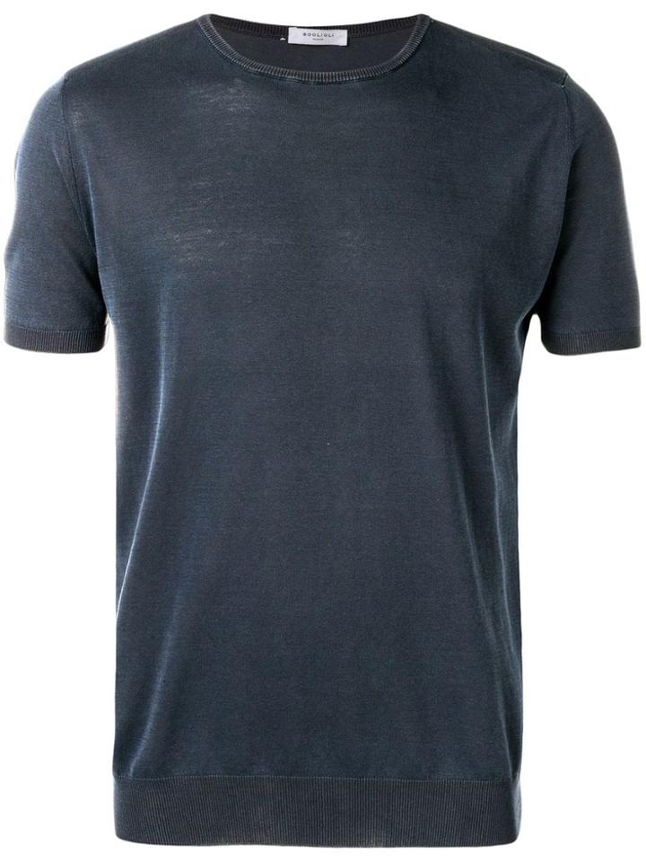 Boglioli Knitted Short Sleeve Top - Blue