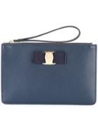 Salvatore Ferragamo Vara Clutch, Men's, Blue, Calf Leather