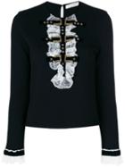 Philosophy Di Lorenzo Serafini - Embroidered Neck Top - Women - Polyamide/spandex/elastane/virgin Wool - 38, Black, Polyamide/spandex/elastane/virgin Wool