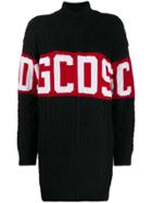 Gcds Logo Print Oversized Sweater - Black