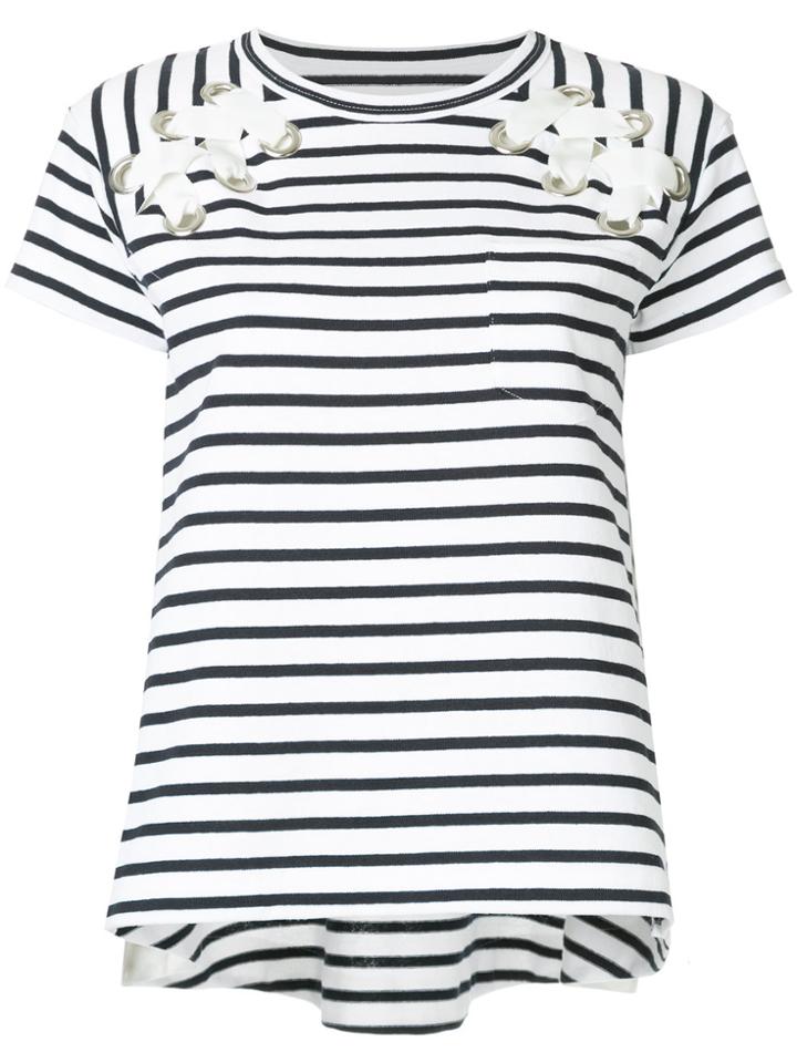 Sacai Striped Laced Shoulder T-shirt - Black