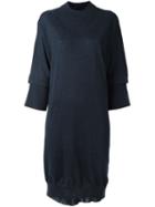 Maison Margiela Layered Effect Knit Dress, Women's, Size: Xs, Blue, Wool