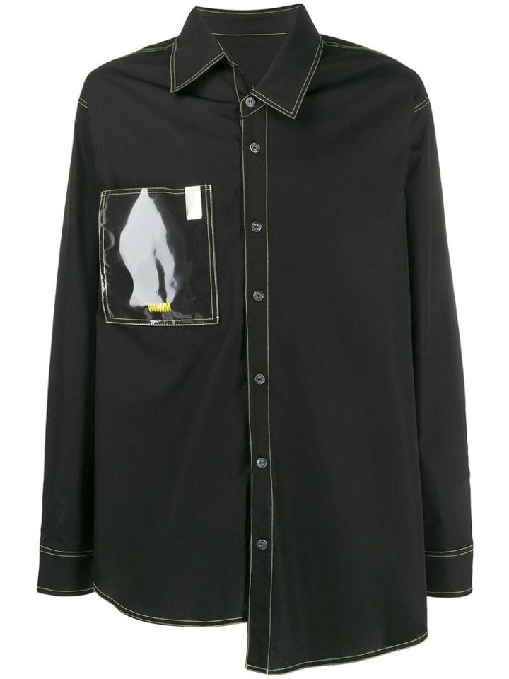 Wwwm Patch-pocket Asymmetric Shirt - Black