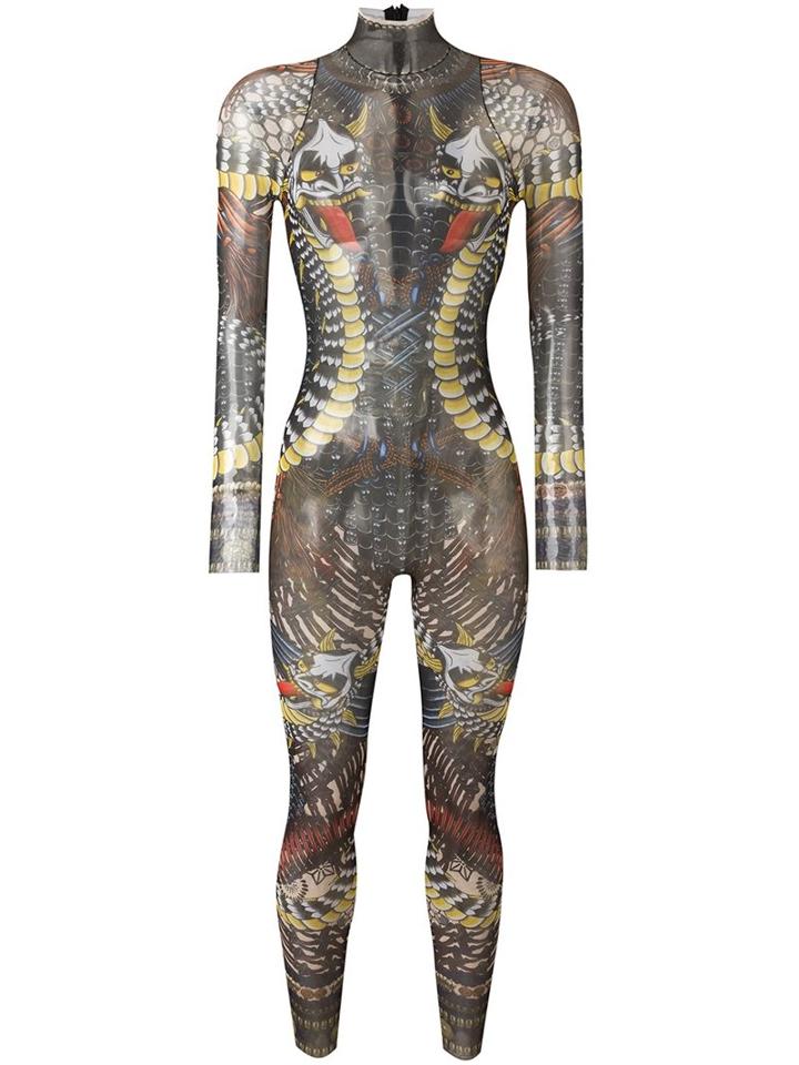 Dsquared2 'samurai Tattoo' Jumpsuit, Women's, Size: Medium, Black, Polyamide/spandex/elastane