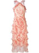 Vilshenko - Ruffled Floral Print Dress - Women - Silk - 10, Nude/neutrals, Silk