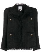 Edward Achour Paris Frayed Fitted Jacket - Black