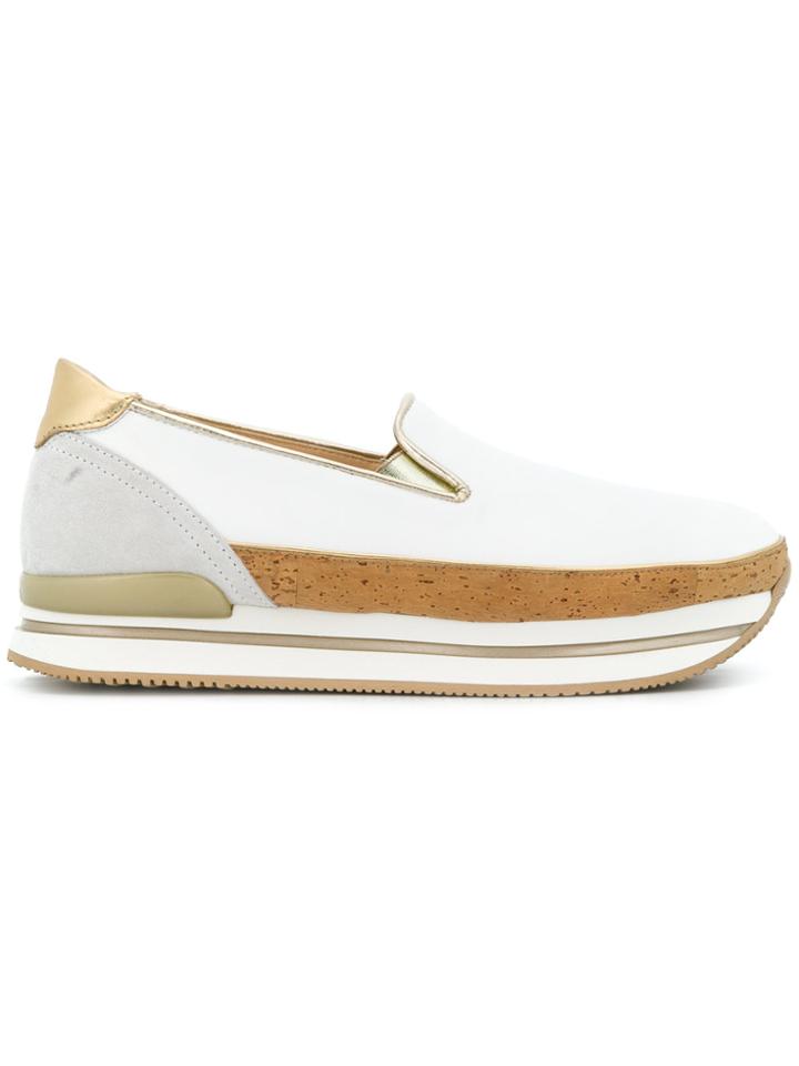 Hogan Cork Embellished Platform Sneakers - White