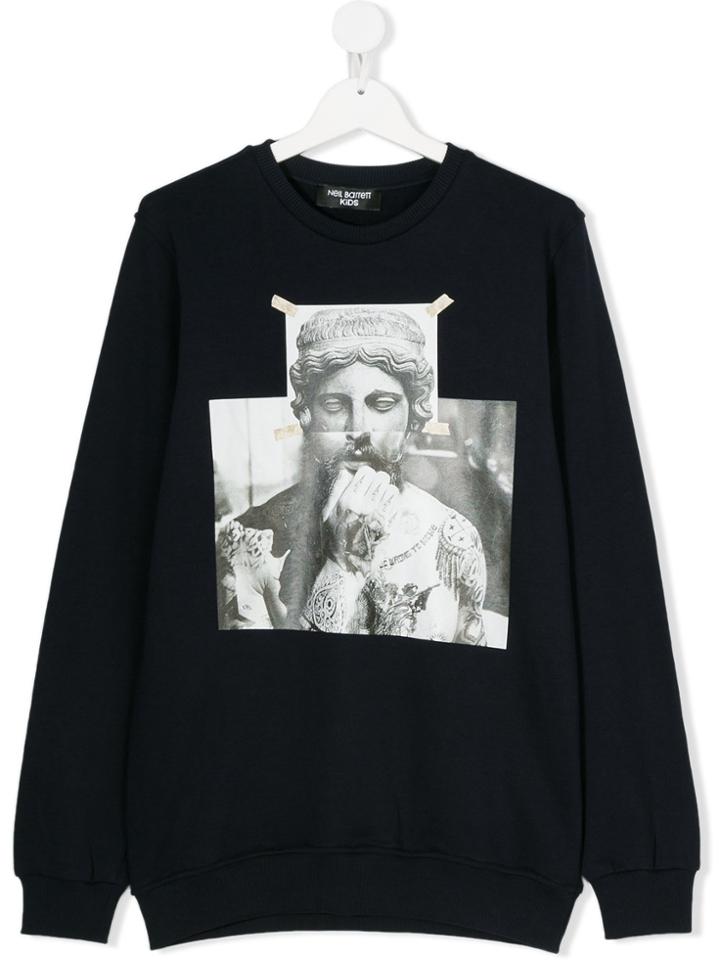 Neil Barrett Kids Tattooed Statue Sweatshirt - Blue