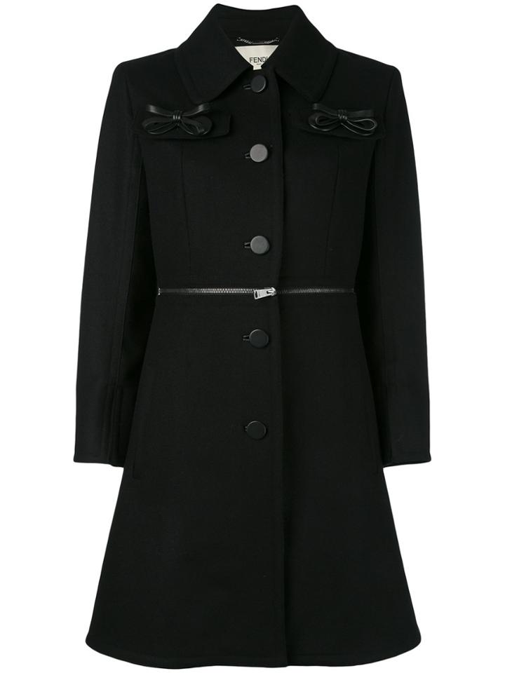Fendi Single Breasted Coat - Black