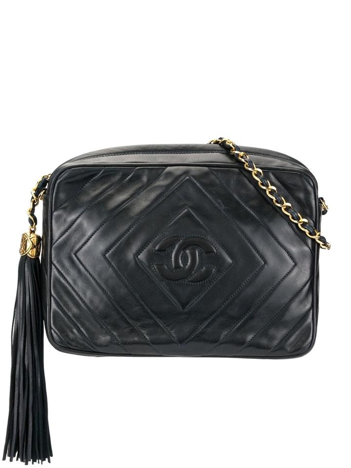 Chanel Vintage Cc Diamond Quilted Chain Shoulder Bag - Black