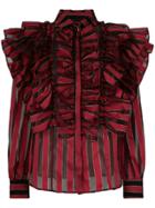 Christian Pellizzari Ruffled Striped Blouse - Black