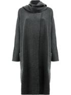Le Kasha Knitted Coat With Scarf Neck Detail - Grey