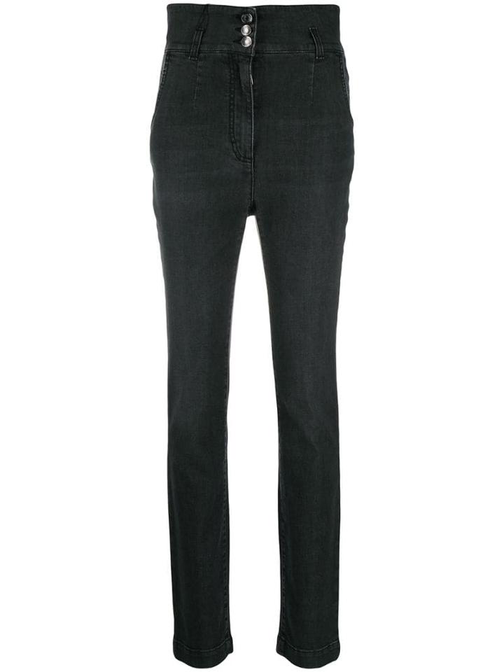 Dolce & Gabbana High Waisted Button Jeans - Black