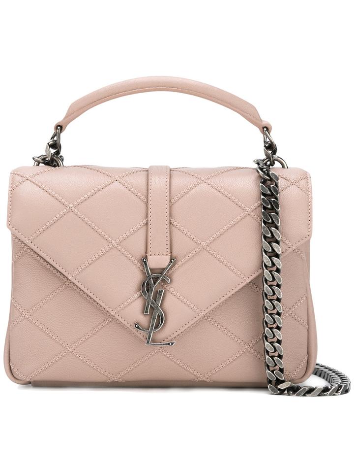 Saint Laurent Monogram Shoulder Bag, Women's, Nude/neutrals, Lamb Skin