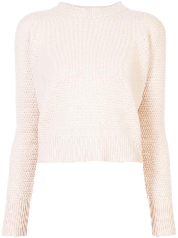 The Elder Statesman Rice Stitch Cropped Sweater - Nude & Neutrals