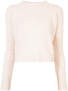 The Elder Statesman Rice Stitch Cropped Sweater - Nude & Neutrals
