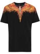 Marcelo Burlon County Of Milan Black Tee With Flame Wing Detail