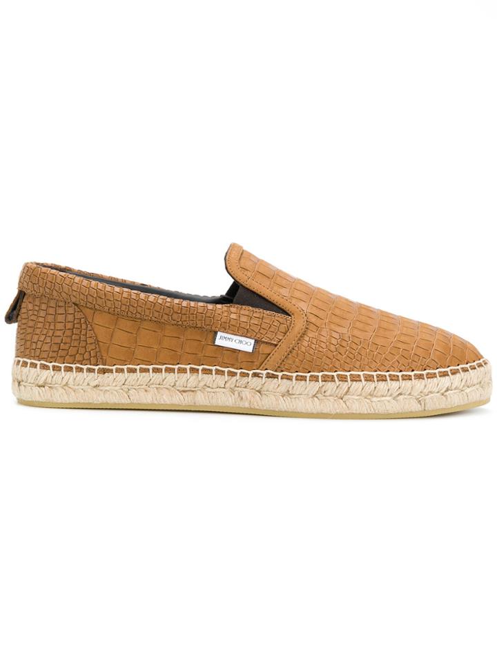 Jimmy Choo Vlad Crocodile Embossed Espadrilles - Brown