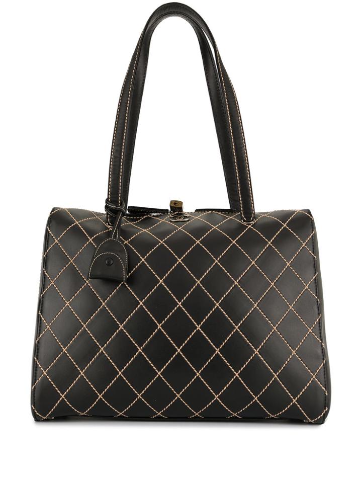 Chanel Pre-owned Jumbo Wild Stitch Shoulder Bag - Black