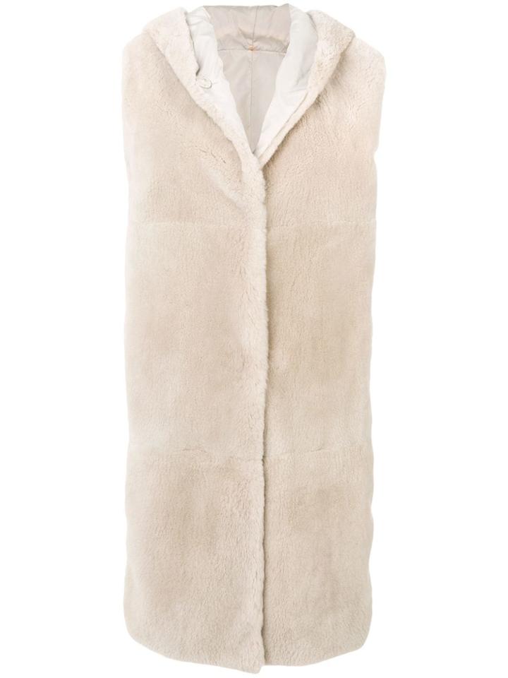 Max Mara Fur Detail Sleeveless Jacket - White